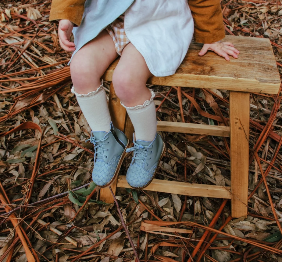 Scout Woven Leather Boots - Lake Blue