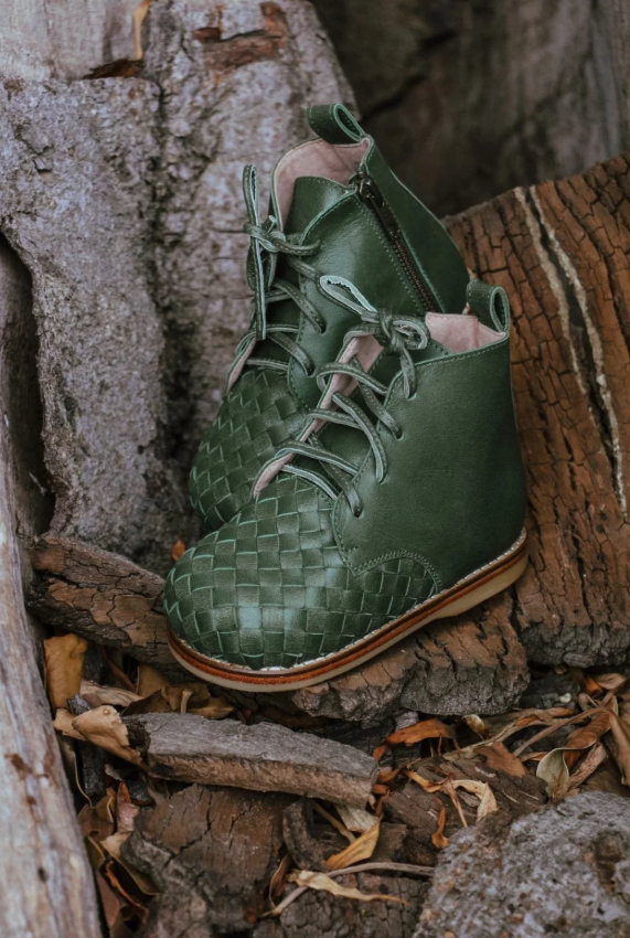 Scout Woven Leather Boots - Pin Oak Green