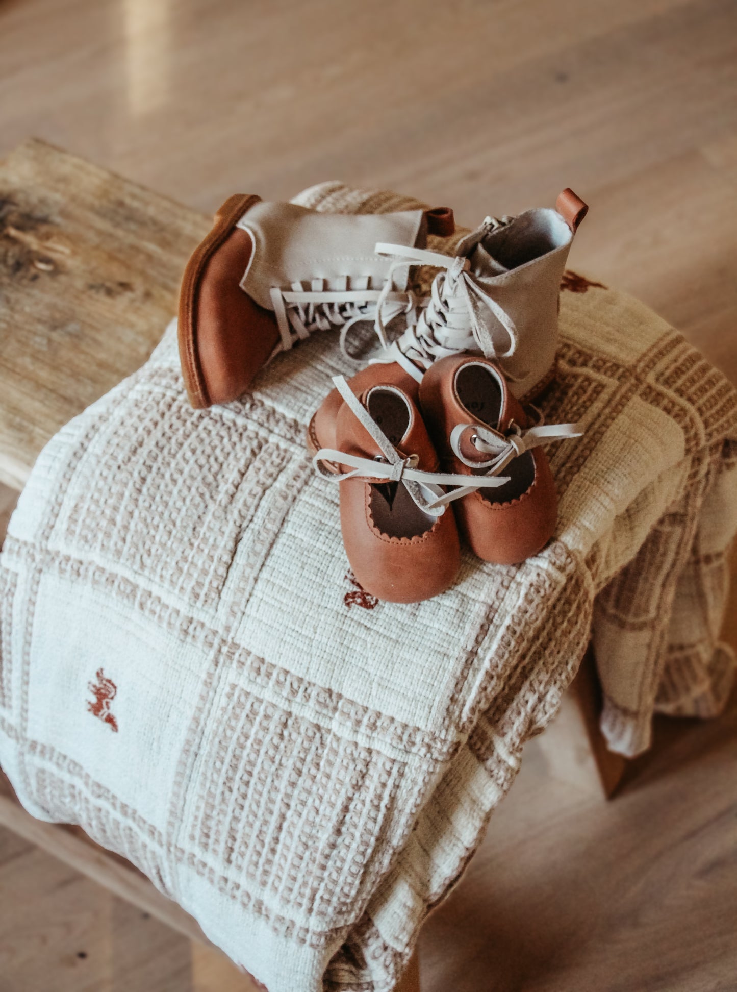 *Coming Soon* Leather Baby Shoe - Saddle/Fog