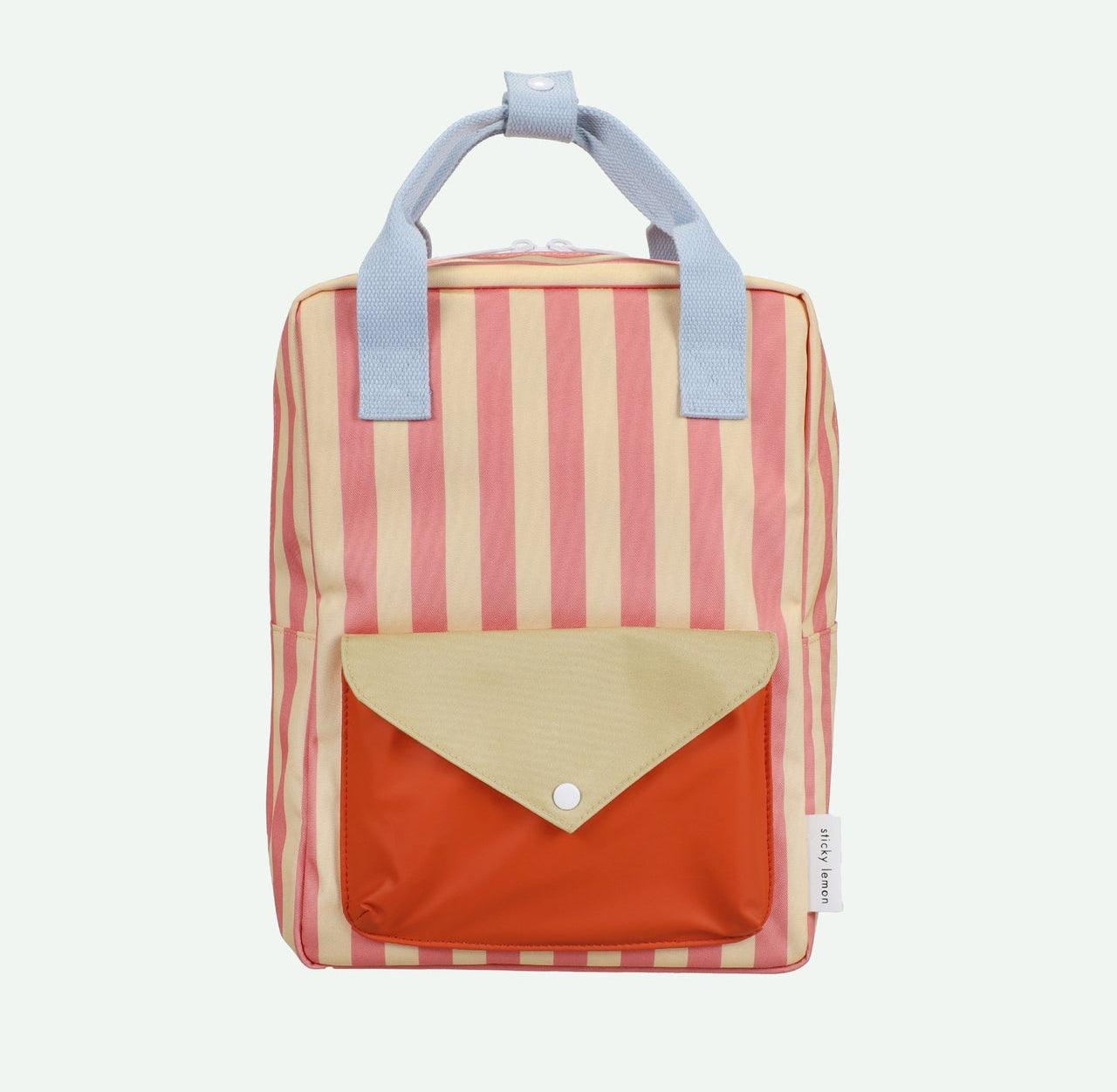 Sticky Lemon backpack medium | envelope | stripes | coral pink + sandy yellow