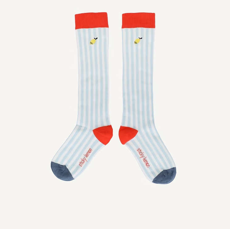 Sticky Lemon knee high socks | stripes | zissou blue