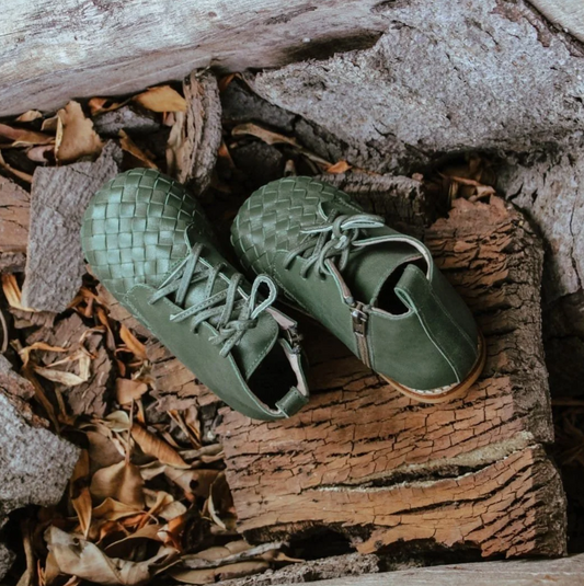 Scout Woven Leather Boots - Pin Oak Green