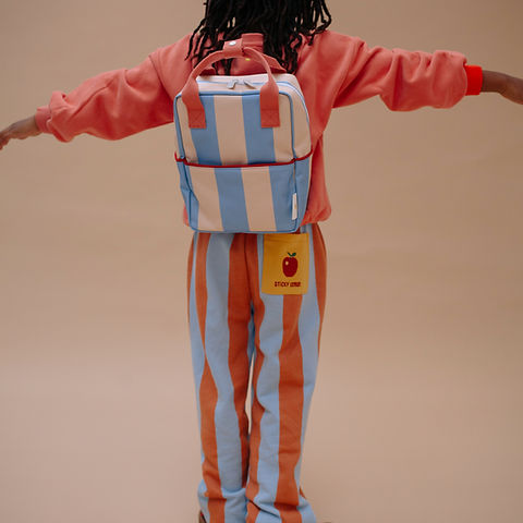 Sticky Lemon backpack small • stripes • cloud blue + twiggy beige