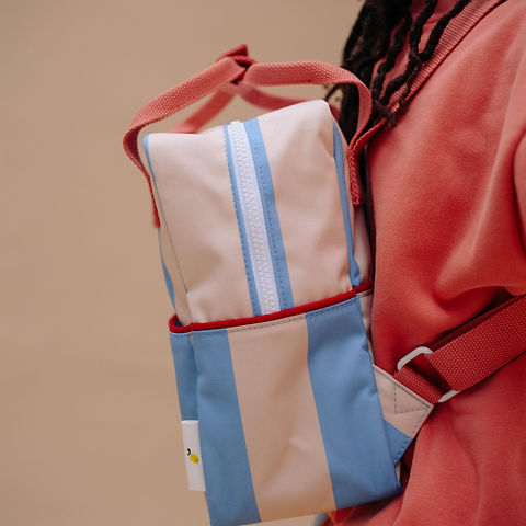 Sticky Lemon backpack small • stripes • cloud blue + twiggy beige