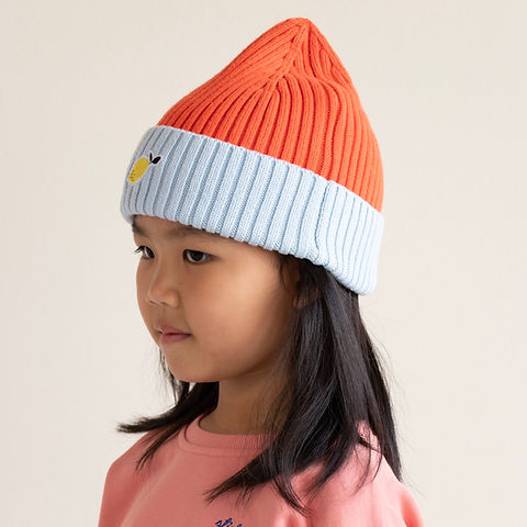 Sticky Lemon Beanie | wonders of the deep sea | red hat + zissou blue