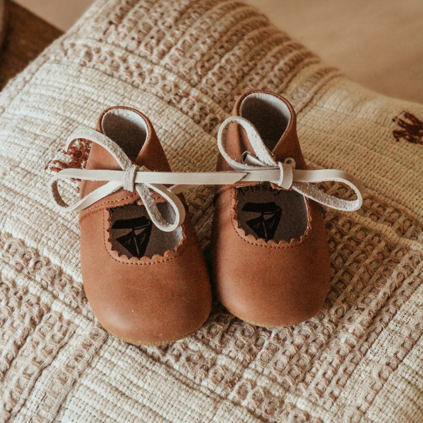 *Coming Soon* Leather Baby Shoe - Saddle/Fog
