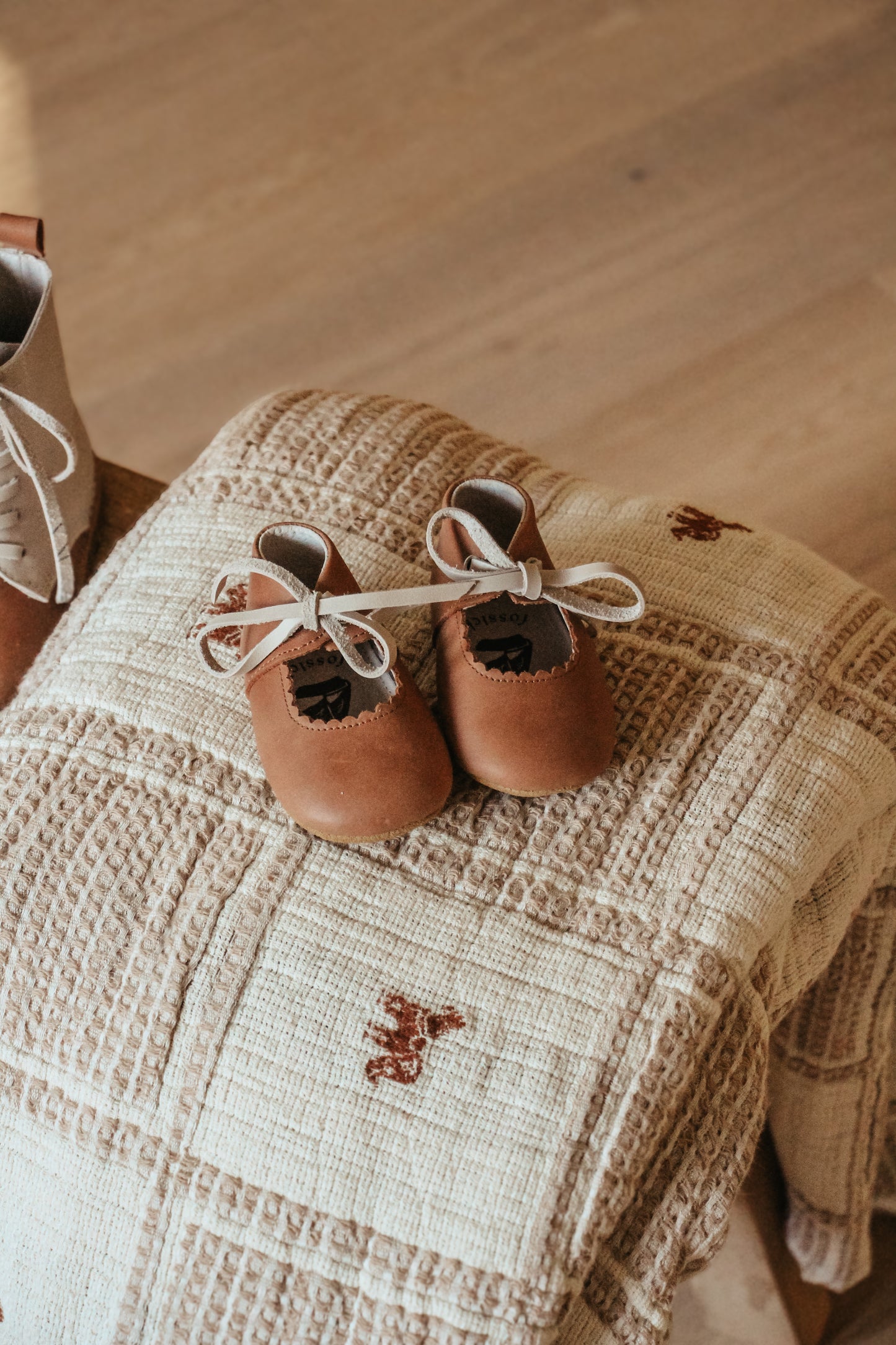 *Coming Soon* Leather Baby Shoe - Saddle/Fog
