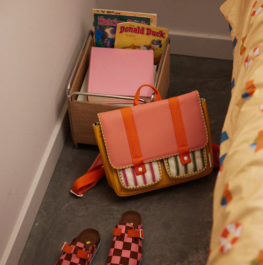 Sticky Lemon schoolbag | coral pink + submarine yellow