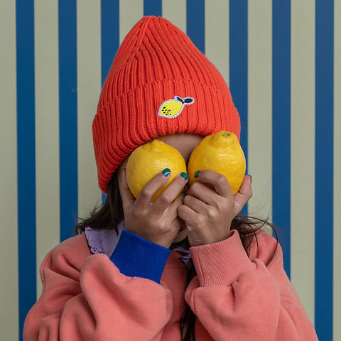 Sticky Lemon Beanie | wonders of the deep sea | red hat