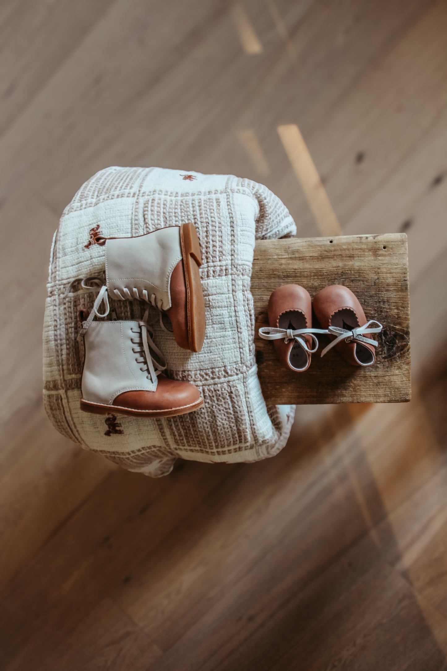 *Coming Soon* Leather Baby Shoe - Saddle/Fog