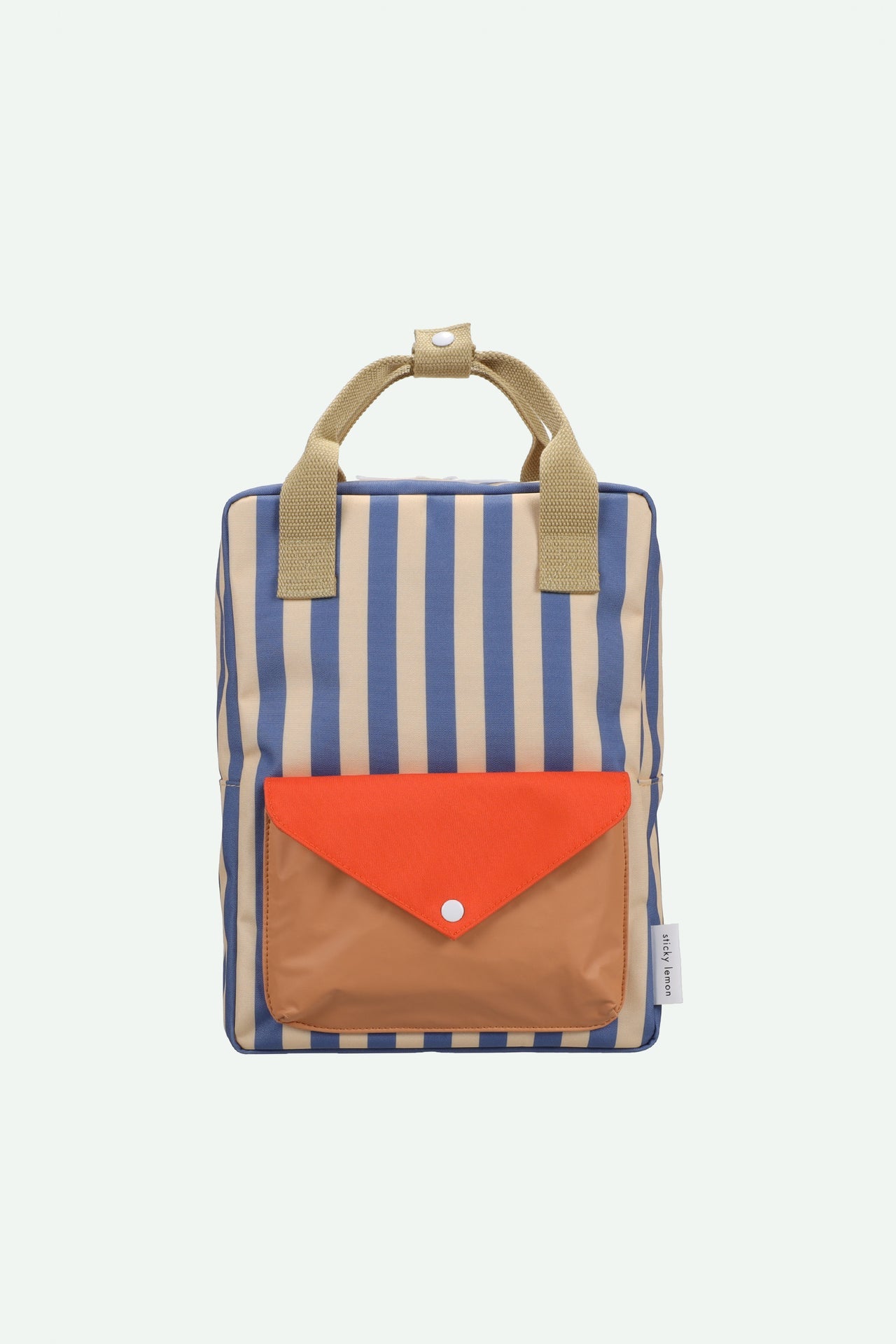 Sticky Lemon backpack medium | envelope | stripes | blue whale + sandy yellow
