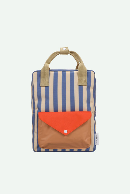 Sticky Lemon backpack medium | envelope | stripes | blue whale + sandy yellow