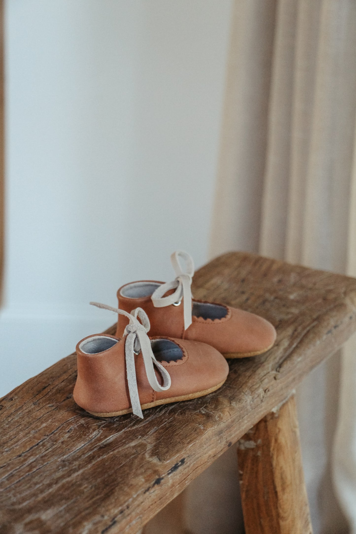 *Coming Soon* Leather Baby Shoe - Saddle/Fog