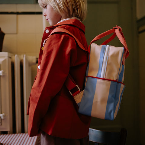 Sticky Lemon backpack small • stripes • cloud blue + twiggy beige