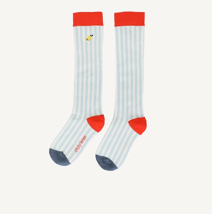 Sticky Lemon knee high socks | stripes | zissou blue